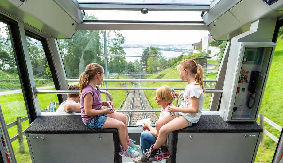Familie auf der Zugerbergbahn