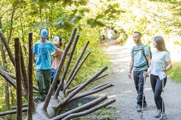 Familie bei einem Spielplatz auf dem Zugerberg